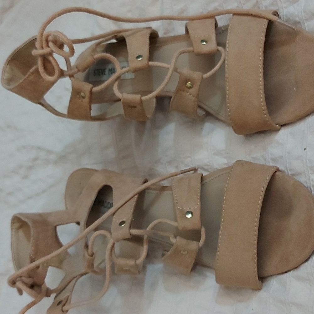Steve Madden Suede Sandals/Designer/Sz 9/Tie Up/Wedge